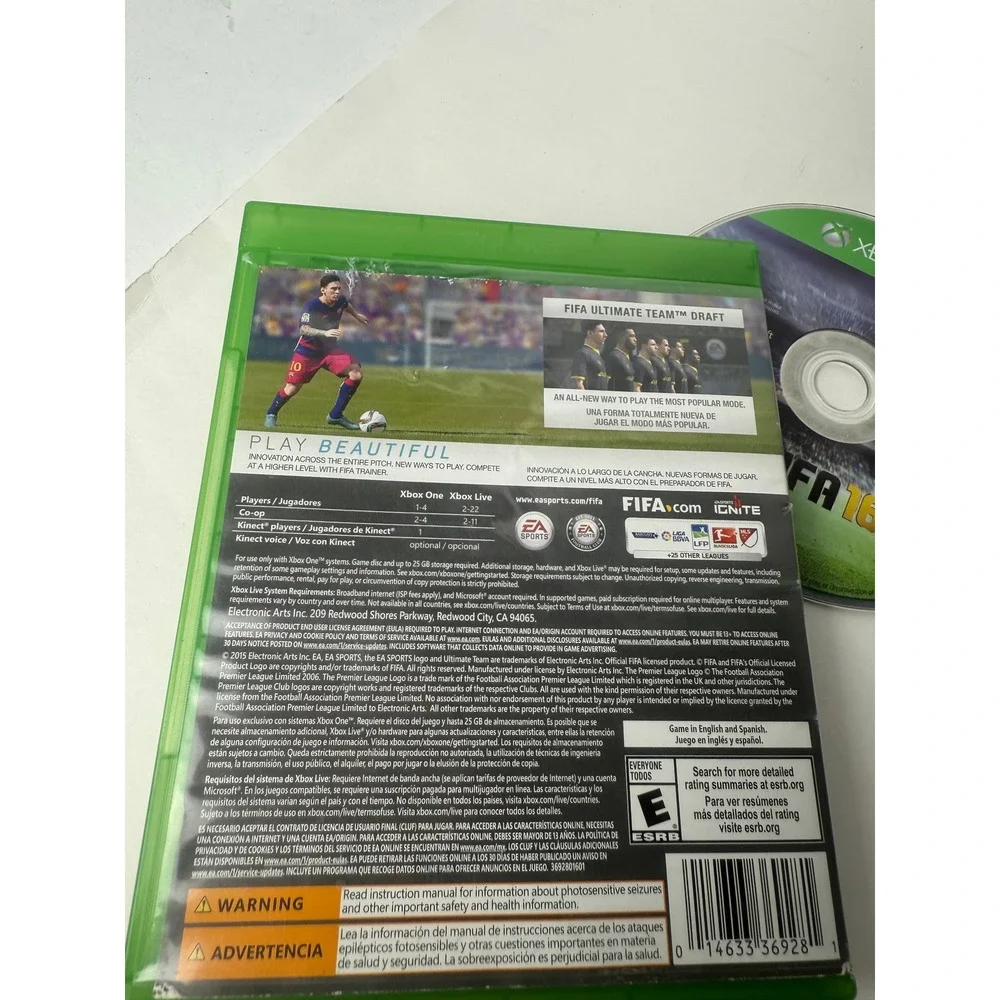 FIFA 16 EA Sports Xbox One Video Game Messi Alex Morgan Soccer